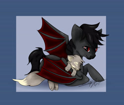 Size: 5244x4440 | Tagged: safe, artist:littlewolfstudios, oc, oc only, oc:kirawolf, oc:qetesh, bat pony, pony, wolf, absurd resolution, cuddling, hug, snuggling, wing cuddle, winghug