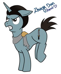 Size: 540x652 | Tagged: safe, artist:astraltempest, baton, dynasty warriors, ponified, solo, zhuge dan