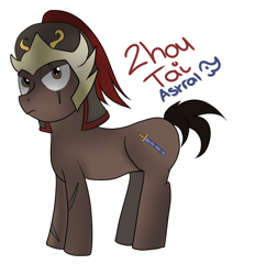 Size: 540x582 | Tagged: safe, artist:astraltempest, dynasty warriors, helmet, ponified, scar, solo, zhou tai