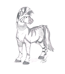 Size: 771x886 | Tagged: safe, artist:carnivorouscaribou, zecora, zebra, monochrome, sketch, solo, traditional art