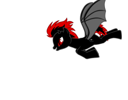 Size: 830x650 | Tagged: safe, artist:djm4rcu5, oc, oc only, oc:night wing, alicorn, bat pony, bat pony alicorn, pony, pony creator, devil horns, flying, red and black oc