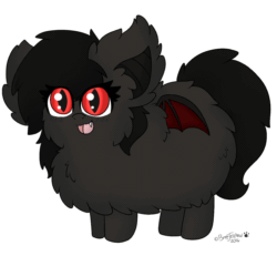 Size: 988x912 | Tagged: safe, artist:pegamutt, oc, oc only, oc:qetesh, bat pony, pony, animated, bouncing, fangs, fluffy