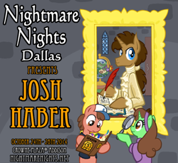 Size: 500x457 | Tagged: safe, artist:joerosales, 2014, convention, gravity falls, josh haber, nightmare nights dallas, painting, ponified, promo, writer