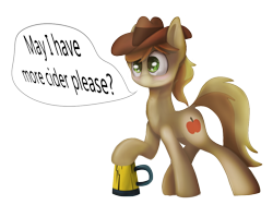 Size: 1092x821 | Tagged: safe, artist:allyster-black, braeburn, cider, simple background, solo