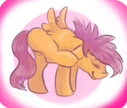 Size: 951x810 | Tagged: safe, artist:brinxx, scootaloo, ear scratch, horses doing horse things, solo