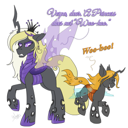 Size: 1280x1280 | Tagged: safe, artist:wiggles, oc, oc only, oc:queen vaspira, changeling, changeling queen, bambi 2, brown changeling, changeling queen oc, female, purple changeling, solo