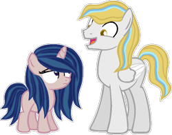 Size: 735x577 | Tagged: safe, artist:kywichu, oc, oc only, oc:moondust, oc:star swift, brother and sister, female, male, offspring, parent:prince blueblood, parent:twilight sparkle, parents:twiblood, siblings, simple background, transparent background, vector