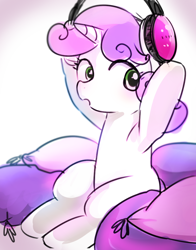 Size: 800x1018 | Tagged: safe, artist:weiliy, sweetie belle, headphones, pixiv, solo