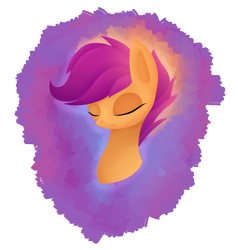 Size: 1900x2000 | Tagged: safe, artist:devillefort, scootaloo, bust, eyes closed, portrait, solo