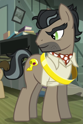 Size: 461x691 | Tagged: safe, screencap, doctor caballeron, earth pony, pony, daring don't, ascot tie, clothes, cropped, male, rings of scorchero, shirt, solo, solo focus, stallion