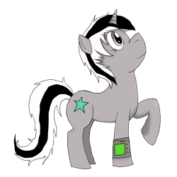 Size: 1024x1024 | Tagged: safe, artist:elvis-lopez, artist:wildfirethesmug, oc, oc only, oc:seren starfall, pony, unicorn, fallout equestria, fallout equestria: hidden enemies, cutie mark, female, horn, mare, pipbuck, raised hoof, simple background, transparent background