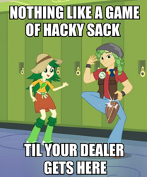 Size: 500x600 | Tagged: safe, screencap, sandalwood, sweet leaf, equestria girls, drugs, eco kid insults, image macro, meme