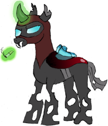 Size: 623x721 | Tagged: safe, artist:mediponee, changeling, bio, mane co mercenaries, red changeling, solo, spy, team fortress 2