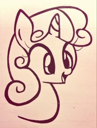 Size: 773x1024 | Tagged: safe, artist:lemonspark, sweetie belle, grayscale, monochrome, simple background, solo