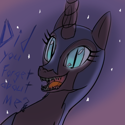 Size: 1000x1000 | Tagged: safe, artist:azurek, nightmare moon, alicorn, pony, sharp teeth, solo, teeth