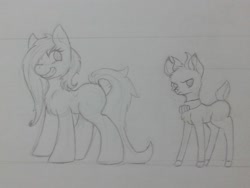 Size: 2560x1920 | Tagged: safe, artist:shukketsustar, bramble, oc, deer, earth pony, pony, spoiler:comic, spoiler:comic27, chest fluff, traditional art