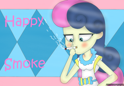 Size: 1524x1055 | Tagged: safe, artist:ytpinkiepie2, bon bon, sweetie drops, equestria girls, cigarette, smoking, solo