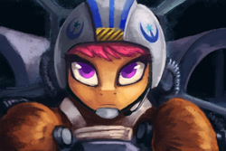 Size: 1024x683 | Tagged: safe, artist:asimos, scootaloo, crossover, new lunar republic, pilot, solo, star wars