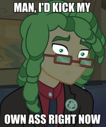 Size: 500x598 | Tagged: safe, screencap, sandalwood, equestria girls, equestria girls (movie), background human, eco kid insults, image macro, meme