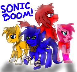 Size: 640x600 | Tagged: safe, artist:arminartichoke, amy rose, knuckles the echidna, miles "tails" prower, ponified, sonic boom, sonic the hedgehog, sonic the hedgehog (series)