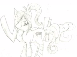 Size: 2215x1655 | Tagged: safe, artist:neko-apocalypse, monochrome, ponified, solo, traditional art, vanellope von schweetz, wreck-it ralph