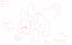 Size: 1280x800 | Tagged: safe, artist:unoriginai, oc, oc only, oc:unnatural, draconequus, hybrid, cute, flying, interspecies offspring, offspring, parent:discord, parent:fluttershy, parents:discoshy, pen drawing, traditional art, vulgar