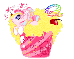 Size: 1280x1024 | Tagged: safe, artist:sarahostervig, oc, oc only, oc:sugar rush, pony, unicorn, candy, drink, heart, solo