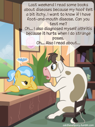 Size: 500x667 | Tagged: safe, artist:adiwan, doctor fauna, bull, cow, ask the vet pony, cloven hooves, hypochondria, male