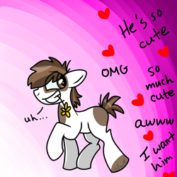 Size: 1100x1100 | Tagged: safe, artist:woogiegirl, pipsqueak, chick magnet, cute, flower, older, pipsqueak gets all the mares