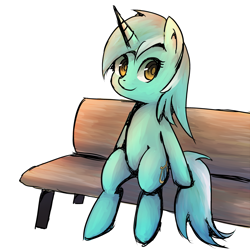 Size: 3000x3000 | Tagged: safe, artist:coma392, lyra heartstrings, bench, pixiv, sitting lyra, solo