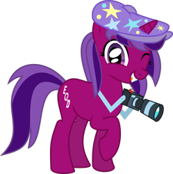 Size: 3000x3007 | Tagged: safe, artist:ruinedomega, oc, oc only, oc:breaking news, pony, unicorn, camera, equestria daily, flat cap, hat, newsboy hat, ponyscape, simple background, transparent background, vector