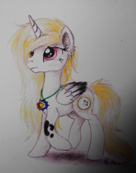 Size: 1024x1303 | Tagged: safe, artist:moonlight-ki, oc, oc only, alicorn, pony, alicorn oc, amulet, sketch, solo, traditional art