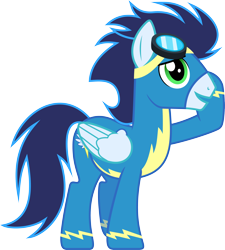 Size: 4000x4447 | Tagged: safe, artist:landmark520, soarin', rainbow falls, absurd resolution, goggles, simple background, solo, transparent background, vector, wonderbolts uniform