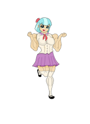 Size: 1700x2338 | Tagged: safe, artist:pandatarius, coco pommel, equestria girls, clothes, coco pumpel, fit, humanized, muscles, simple background, skirt, solo, transparent background