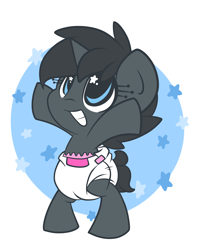 Size: 3500x4375 | Tagged: safe, artist:starlightlore, oc, oc only, oc:gemini, pony, unicorn, baby, baby pony, diaper, foal