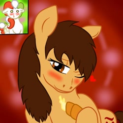 Size: 512x512 | Tagged: safe, oc, oc only, oc:maría teresa de los ponyos paguetti, oc:princess stivalia, blood, blushing, empanada, female, italy, lesbian, nation ponies, nosebleed, ponified, shipping