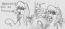 Size: 1467x659 | Tagged: safe, oc, oc only, oc:maría teresa de los ponyos paguetti, monochrome, traditional art