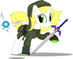 Size: 5000x4035 | Tagged: dead source, safe, artist:overdriv3n, oc, oc only, absurd resolution, cosplay, hat, link, master sword, navi, simple background, the legend of zelda, transparent background, tunic, vector