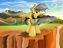 Size: 4700x3600 | Tagged: safe, artist:flamevulture17, daring do, cliff, solo, spread wings, vector, windswept mane