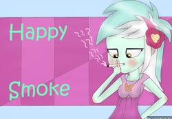 Size: 1524x1055 | Tagged: safe, artist:ytpinkiepie2, lyra heartstrings, equestria girls, cigarette, smoking, solo