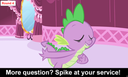 Size: 1600x973 | Tagged: safe, spike, dragon, comic:celestia's servant interview, caption, cs captions, interview, solo