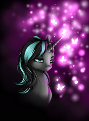 Size: 1280x1741 | Tagged: safe, artist:ilquira, oc, oc only, butterfly, pony, unicorn, solo