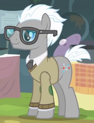 Size: 264x347 | Tagged: safe, screencap, trade ya, background pony, covalent bond, professor, solo