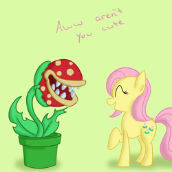 Size: 1280x1280 | Tagged: safe, artist:squiby-327, posey, g1, ask, ask posey, crossover, eyes closed, piranha plant, plant, solo, super mario bros., this will end in tears, tumblr