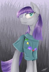 Size: 489x714 | Tagged: safe, artist:radpony123, maud pie, rock candy necklace, smiling, solo