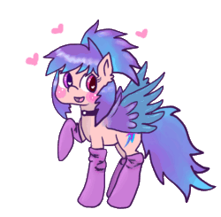 Size: 965x944 | Tagged: safe, artist:moekonya, oc, oc only, oc:shiny dawn, pegasus, pony, animated, blushing, colored wings, colored wingtips, cute, heart, heart eyes, open mouth, simple background, smiling, solo, spread wings, transparent background, wingding eyes