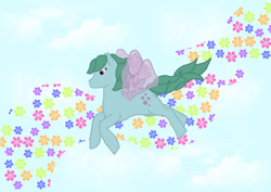 Size: 1024x724 | Tagged: safe, artist:eva-janova, peach blossom, flutter pony, g1, solo