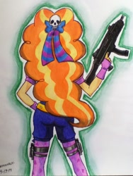 Size: 720x960 | Tagged: safe, artist:emichaca, adagio dazzle, equestria girls, badass, gun, machine gun, no trigger discipline, skorpion evo 3a1, solo