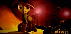 Size: 1843x903 | Tagged: safe, artist:herpderpington11, daring do, 3d, candle, gmod, lights, shadow, skeleton, tunnel