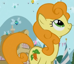 Size: 515x447 | Tagged: safe, screencap, carrot top, golden harvest, earth pony, parasprite, pony, swarm of the century